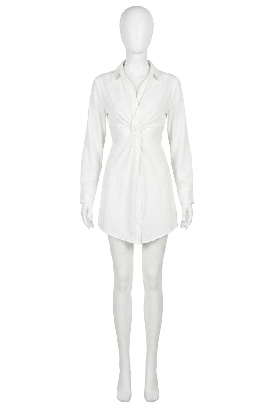NEW LINE AND DOT sonia mini cut out shirt dress in white